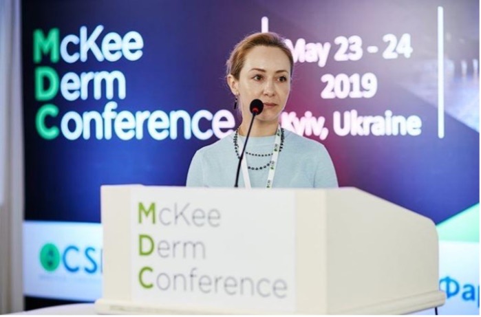 Dr. Kazlouskaya presenting at the international dermatopathology conference, McKee Derm Conference at Kyiv, Ukraine.