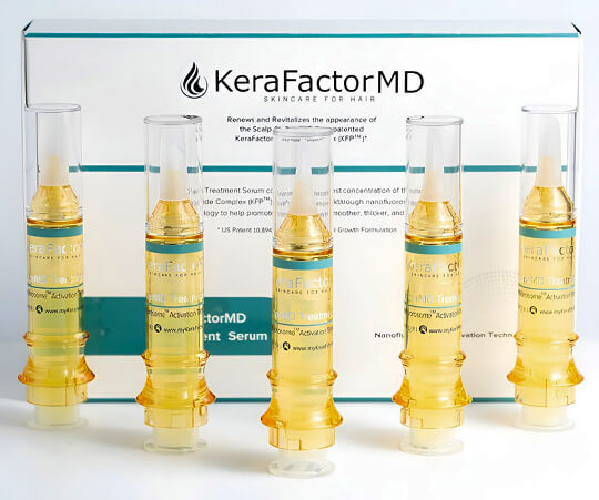 KeraFactor serum used during KeraLase hair restoration treatment