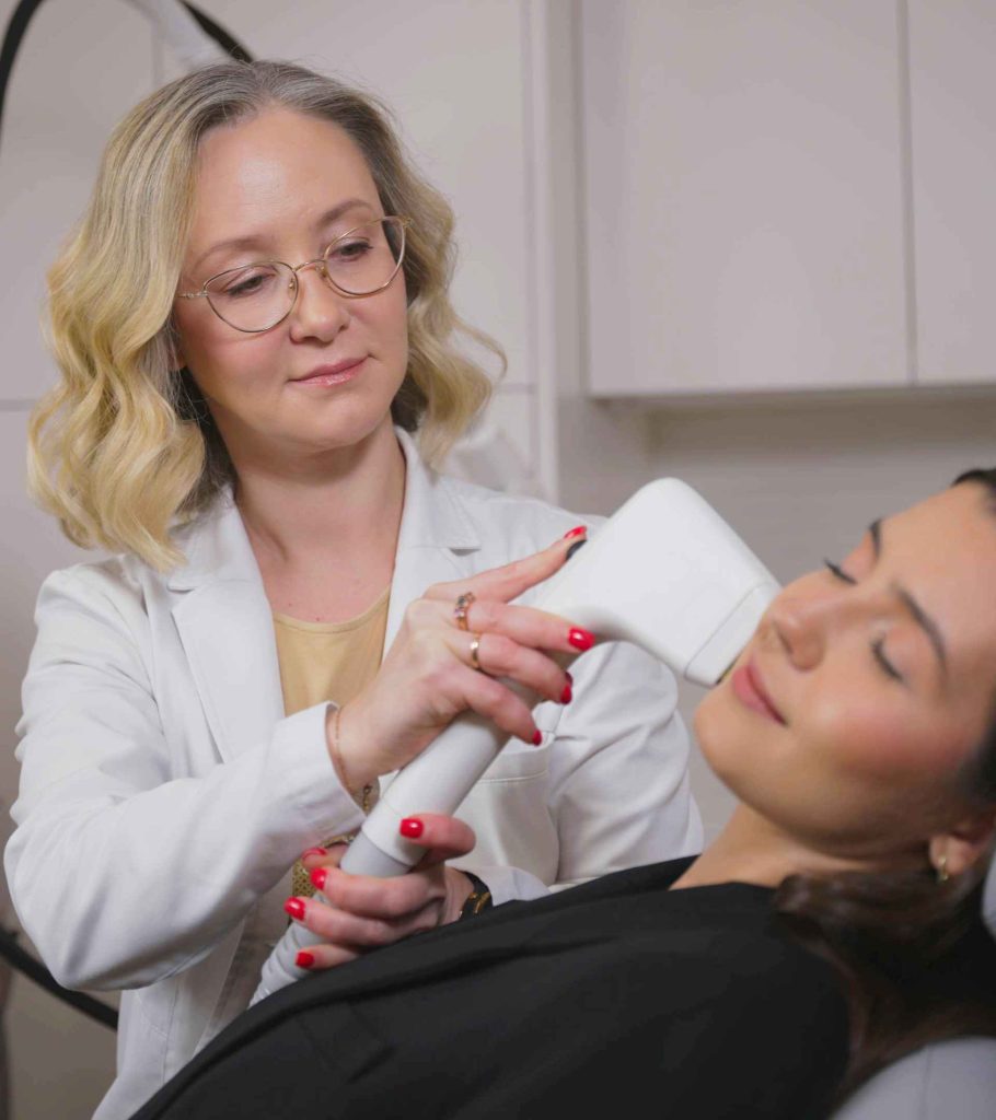 Dr. Kazlouskaya performing CO2 laser skin resurfacing treatment — Dermatology Circle Upper East Side NYC